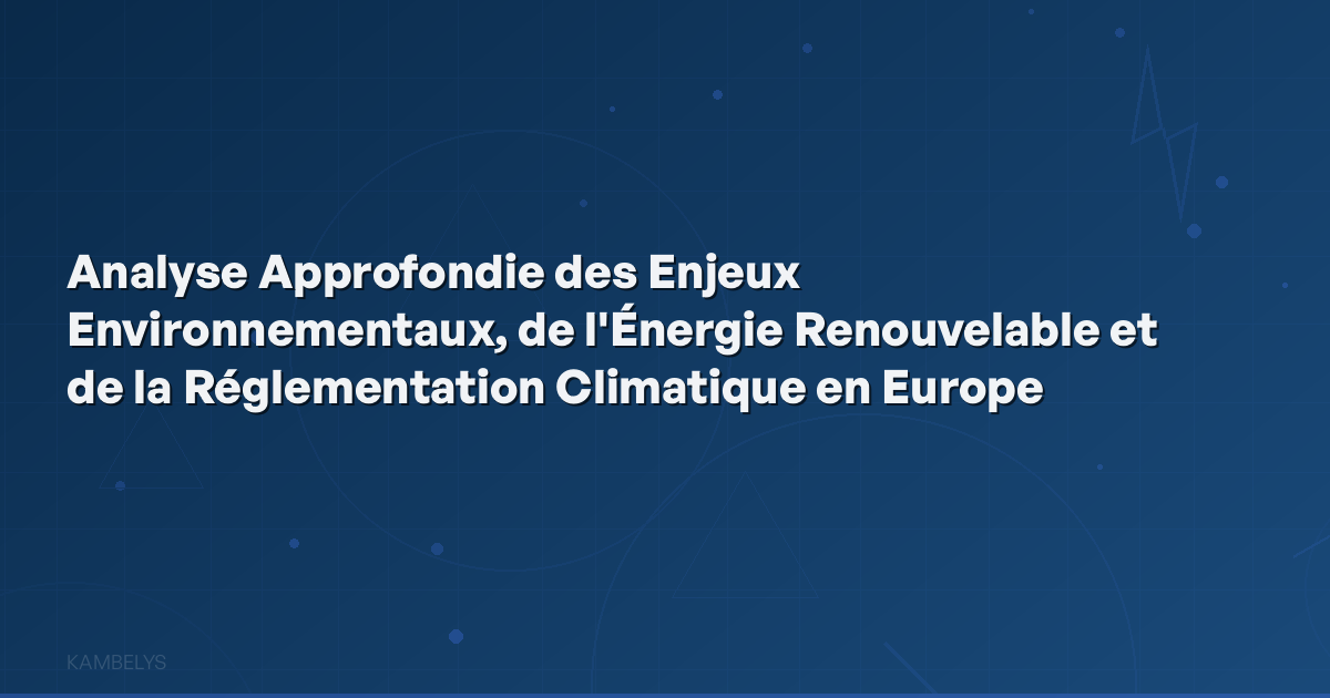 In-depth Analysis of Environmental Issues, Renewable Energy, and Climate Regulation in Europe