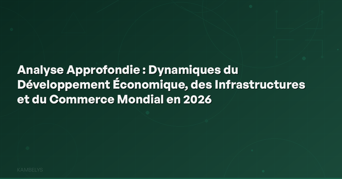 In-depth Analysis: Dynamics of Economic Development, Infrastructure, and Global Trade in 2026