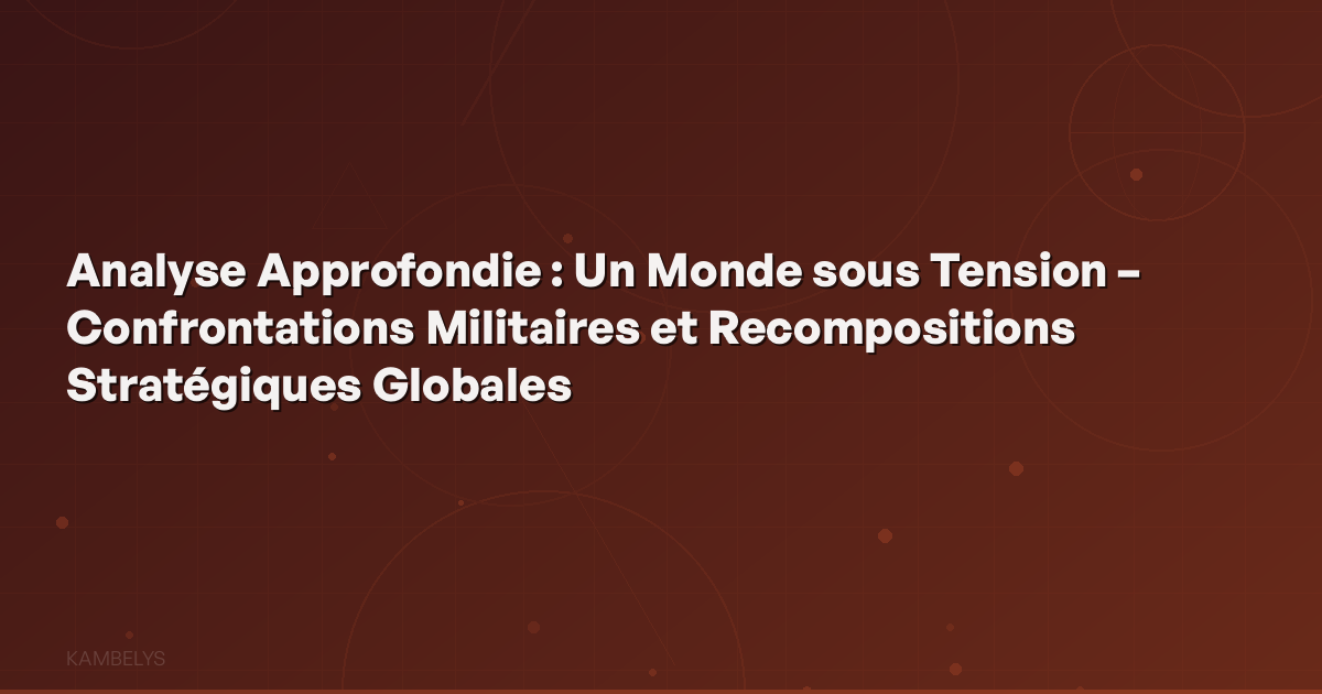 In-Depth Analysis: A World Under Tension – Military Confrontations and Global Strategic Realignments
