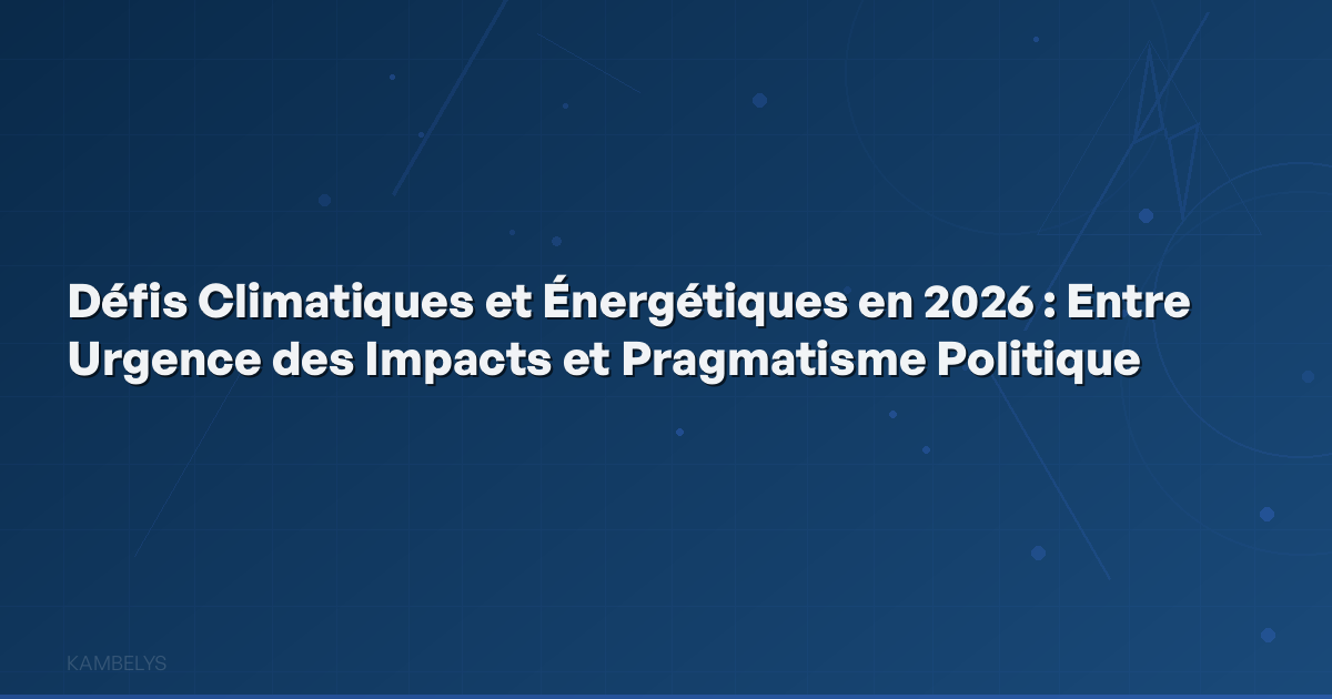 Climate and Energy Challenges in 2026: Between Impact Urgency and Political Pragmatism