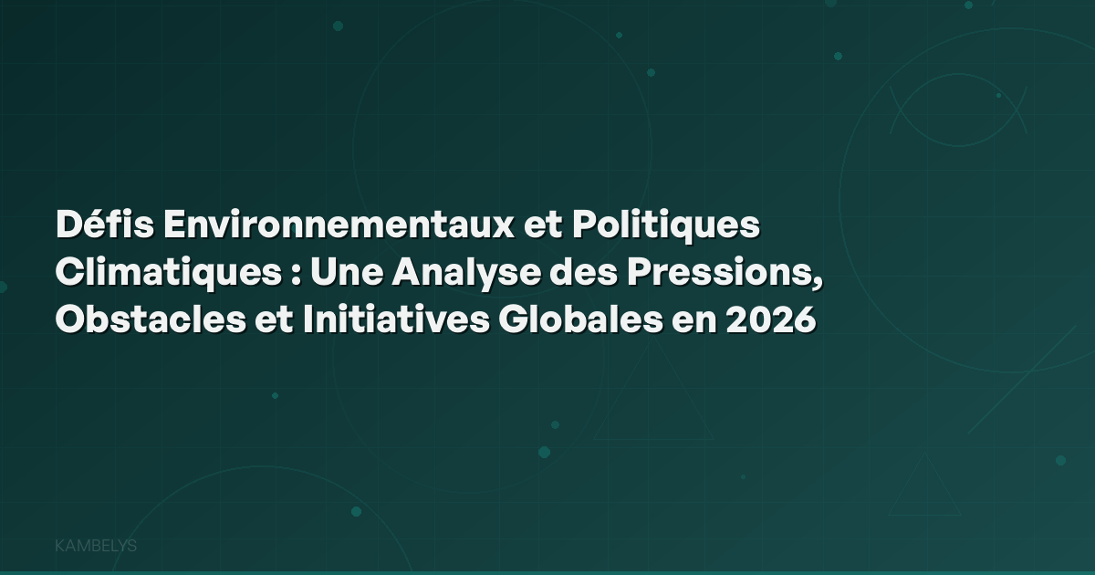 Environmental Challenges and Climate Policies: An Analysis of Global Pressures, Obstacles, and Initiatives in 2026