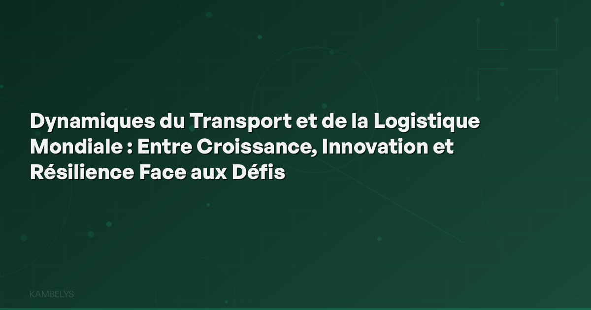 Dynamics of Global Transport and Logistics: Between Growth, Innovation, and Resilience in the Face of Challenges