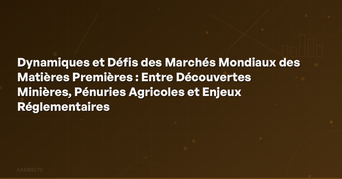 Dynamics and Challenges of Global Commodity Markets: Between Mining Discoveries, Agricultural Shortages, and Regulatory Issues