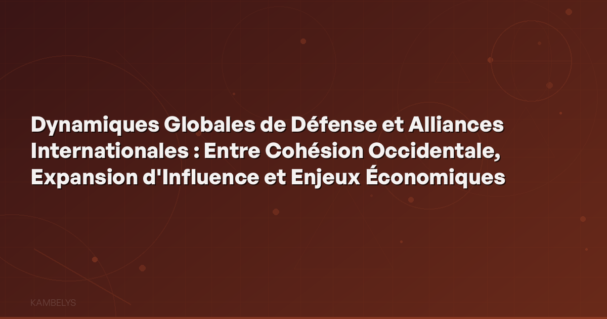 Global Defense Dynamics and International Alliances: Between Western Cohesion, Expansion of Influence, and Economic Stakes