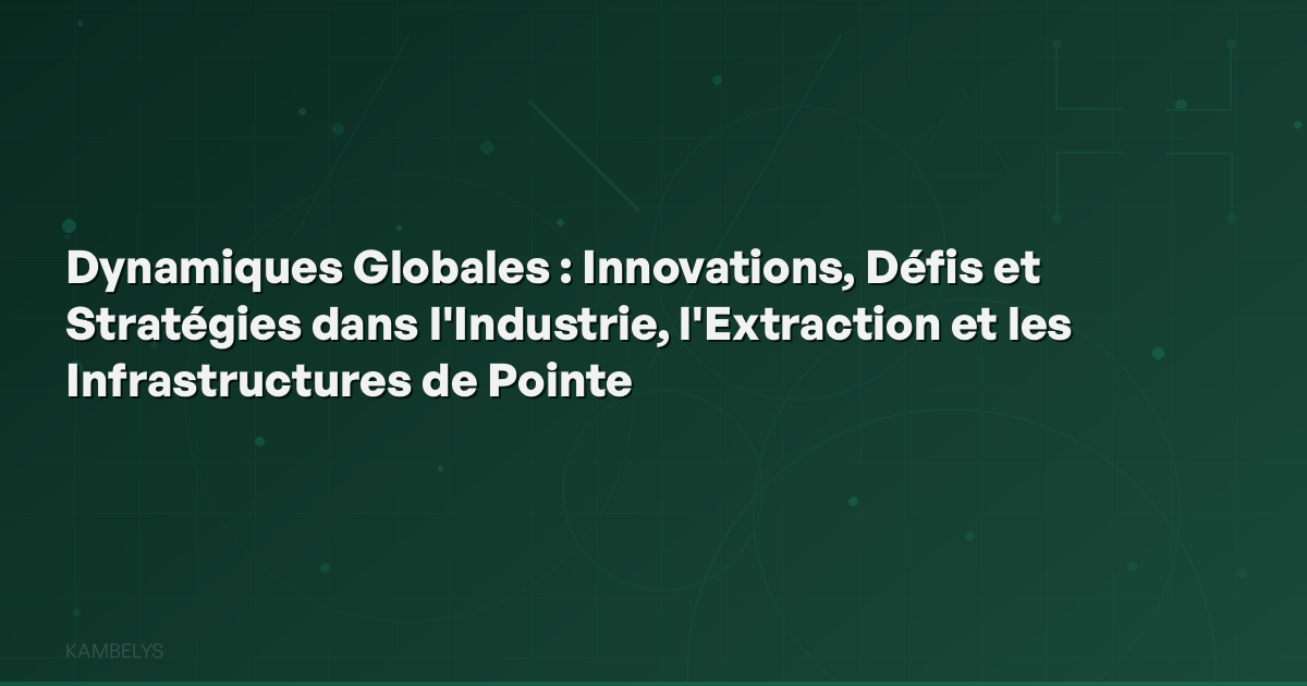Global Dynamics: Innovations, Challenges, and Strategies in Industry, Extraction, and Advanced Infrastructure