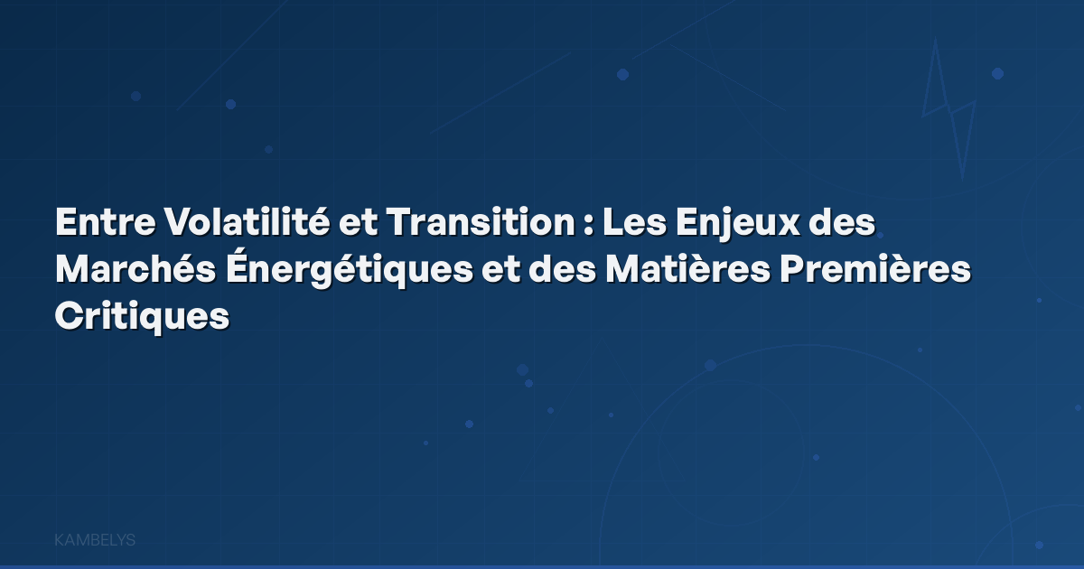 Between Volatility and Transition: The Challenges of Energy Markets and Critical Raw Materials