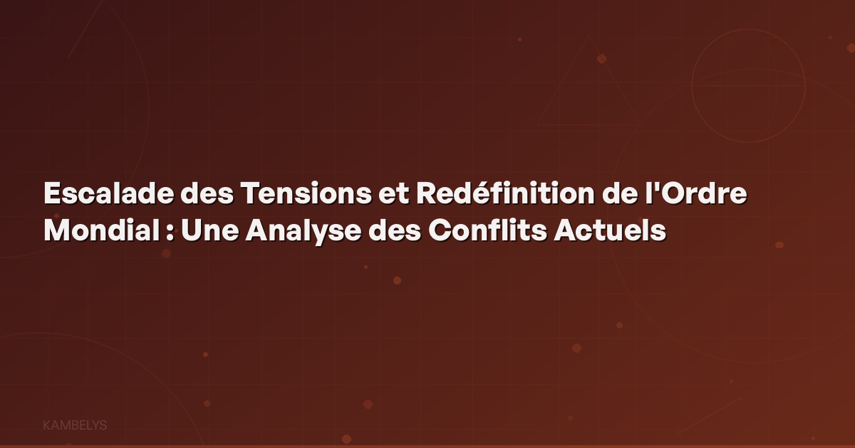 Escalation of Tensions and Redefinition of the World Order: An Analysis of Current Conflicts