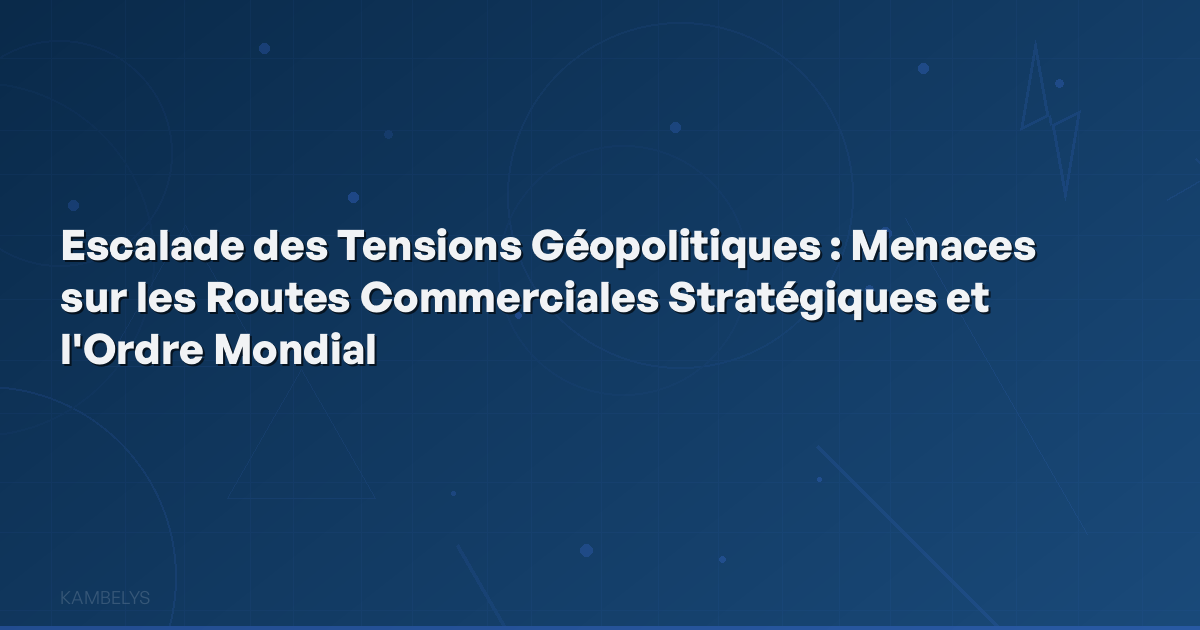 Escalation of Geopolitical Tensions: Threats to Strategic Trade Routes and the World Order