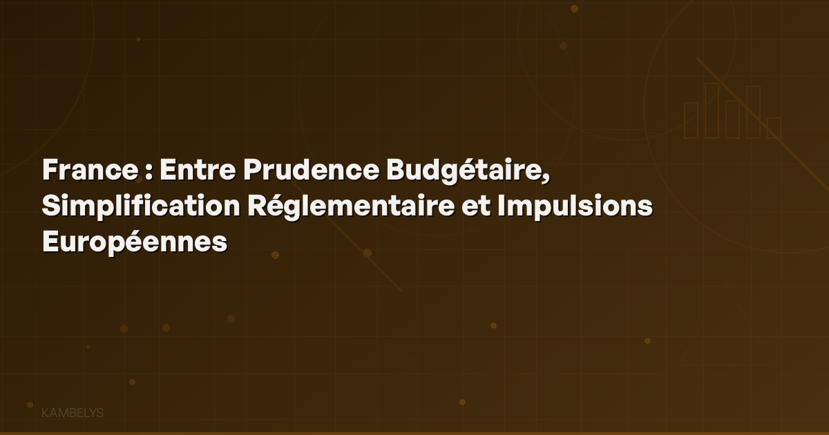 France: Between Budgetary Prudence, Regulatory Simplification, and European Impulses