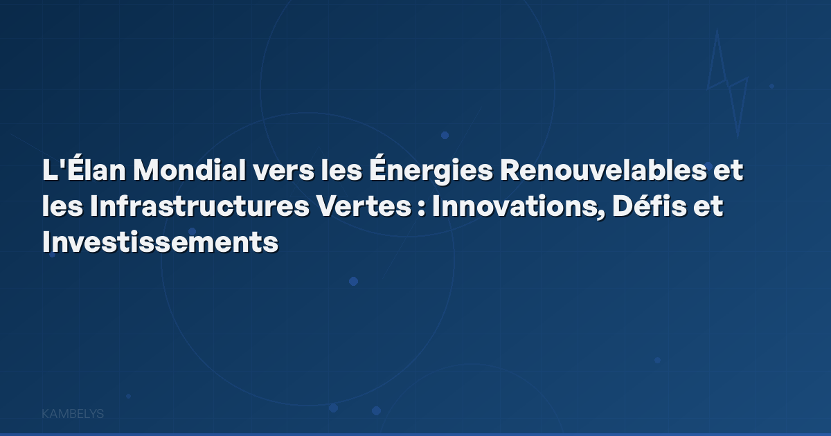 **The Global Momentum Towards Renewable Energies and Green Infrastructures: Innovations, Challenges, and Investments**