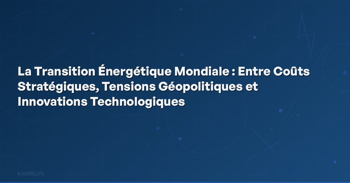 Global Energy Transition: Strategic Costs, Geopolitical Tensions, and Technological Innovations