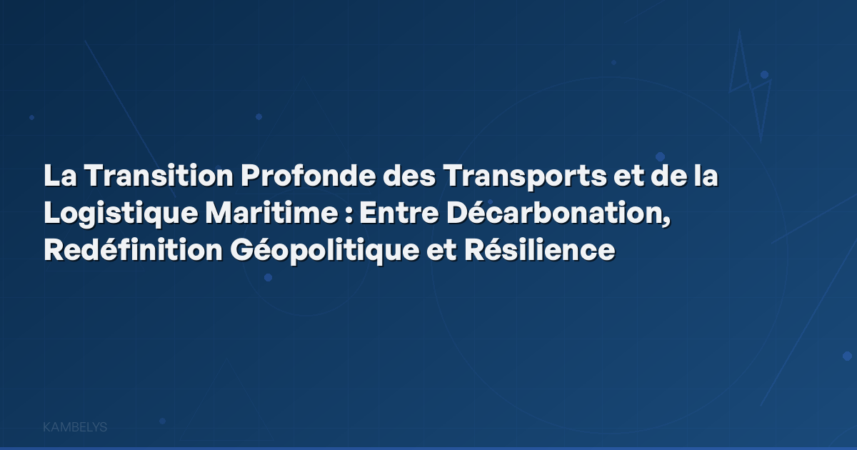 The Profound Transition of Maritime Transport and Logistics: Between Decarbonization, Geopolitical Redefinition and Resilience