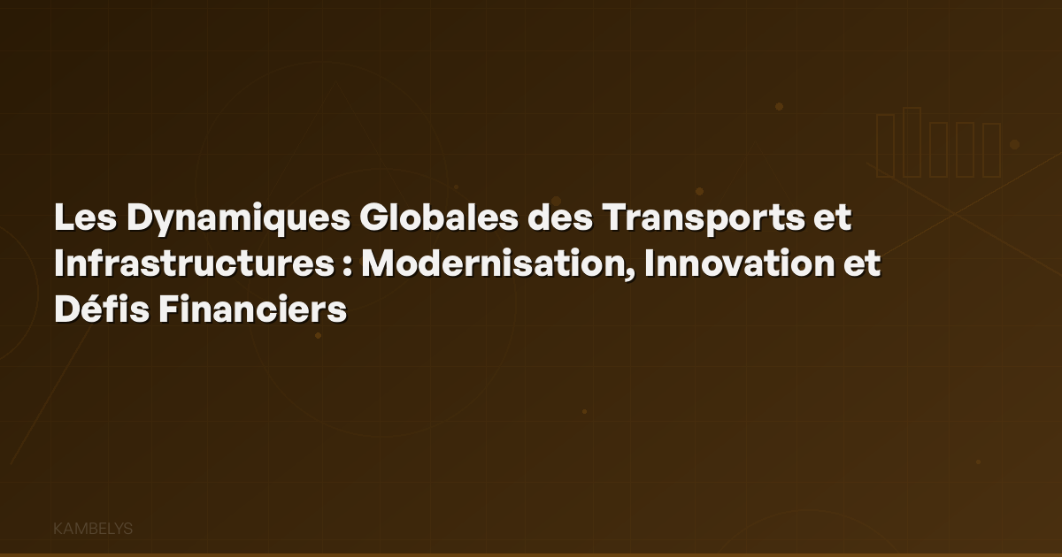 Global Dynamics of Transport and Infrastructure: Modernization, Innovation, and Financial Challenges