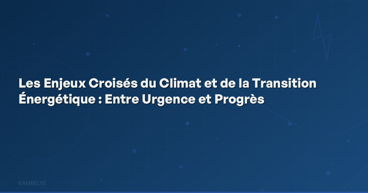 The Intersecting Challenges of Climate and Energy Transition: Between Urgency and Progress