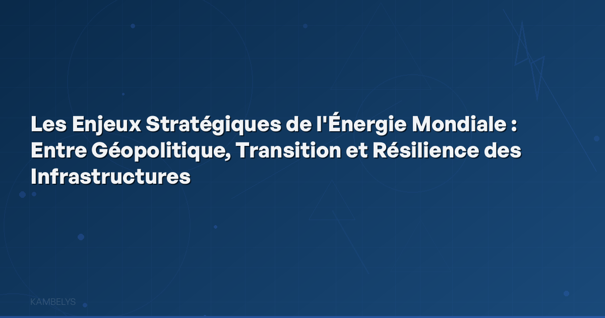 Strategic Stakes of Global Energy: Between Geopolitics, Transition, and Infrastructure Resilience