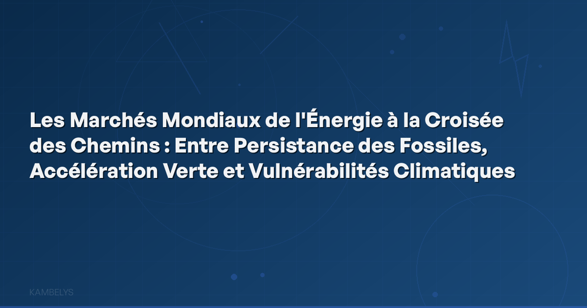 Global Energy Markets at a Crossroads: Between Fossil Persistence, Green Acceleration and Climate Vulnerabilities