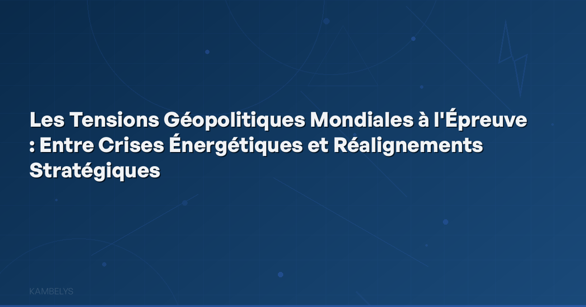 Global Geopolitical Tensions Under Scrutiny: Between Energy Crises and Strategic Realignments