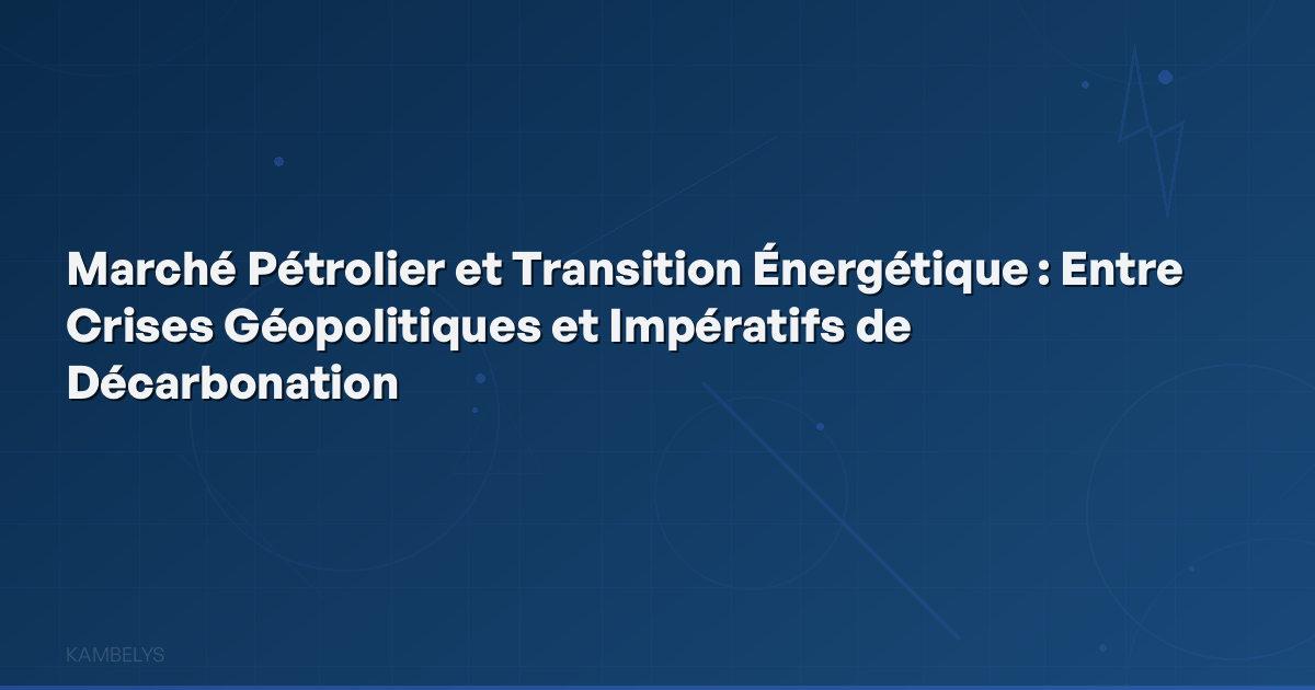 Oil Market and Energy Transition: Between Geopolitical Crises and Decarbonization Imperatives