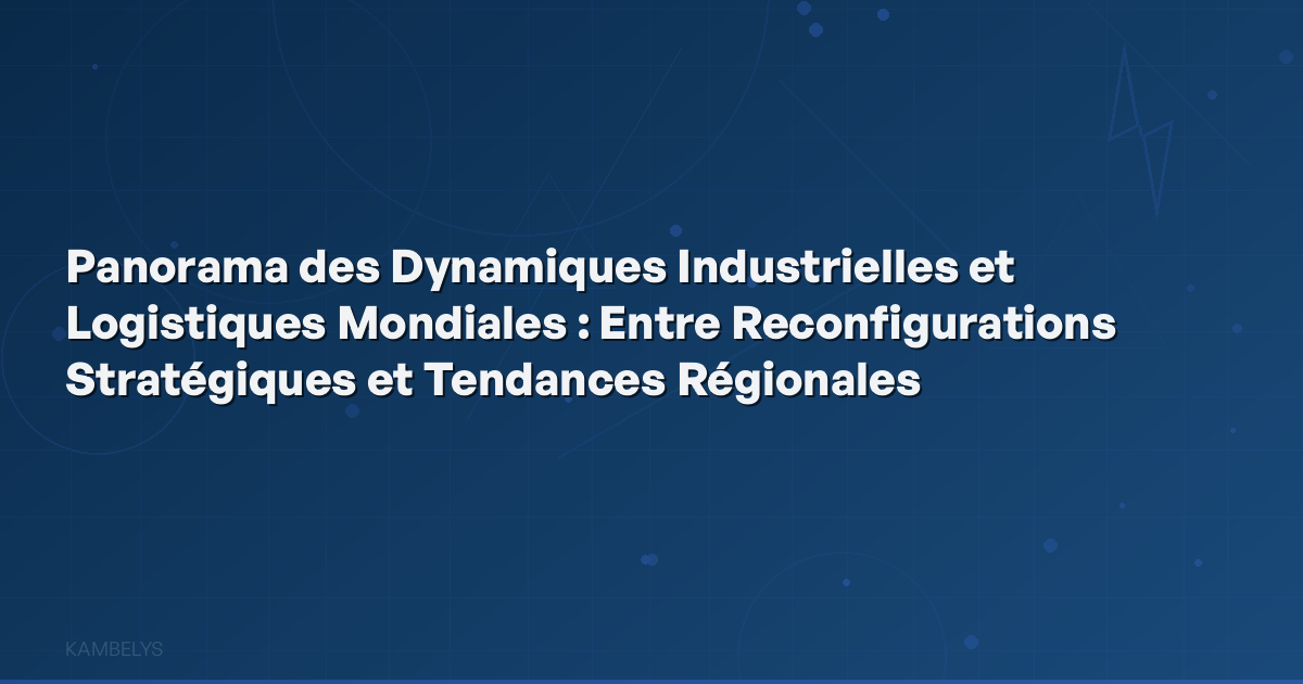 Panorama of Global Industrial and Logistics Dynamics: Between Strategic Reconfigurations and Regional Trends