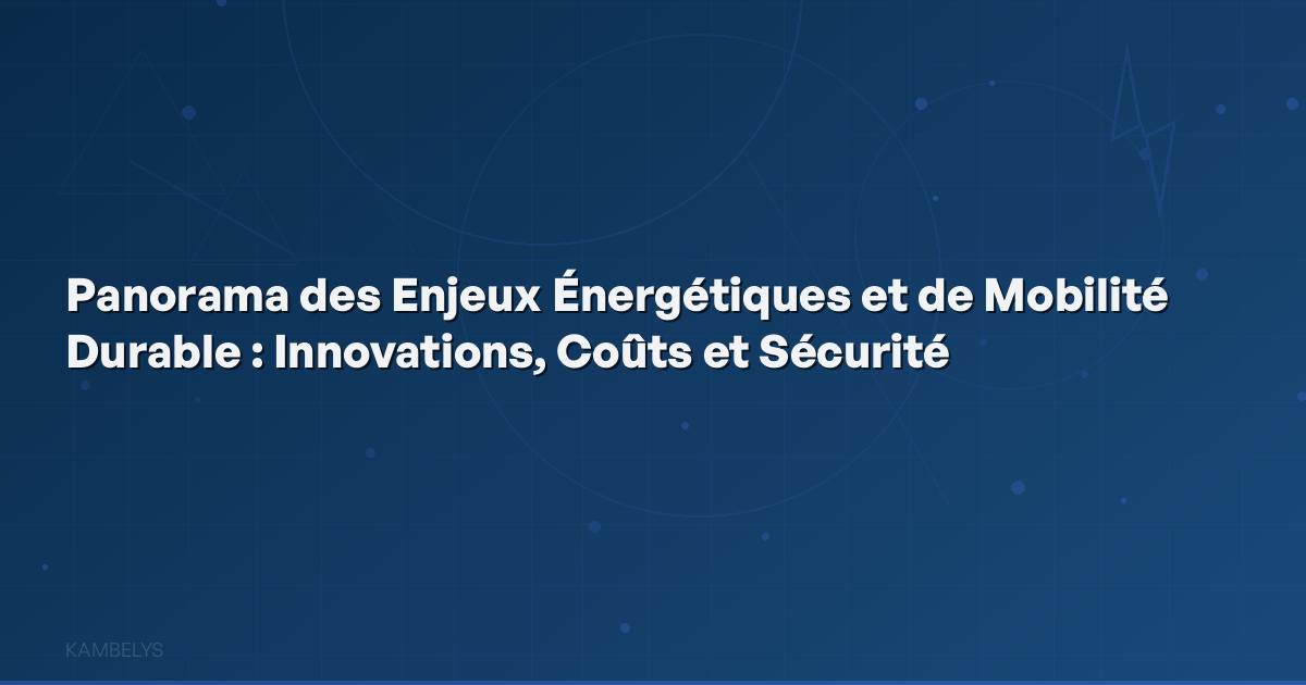 Overview of Energy and Sustainable Mobility Challenges: Innovations, Costs, and Security