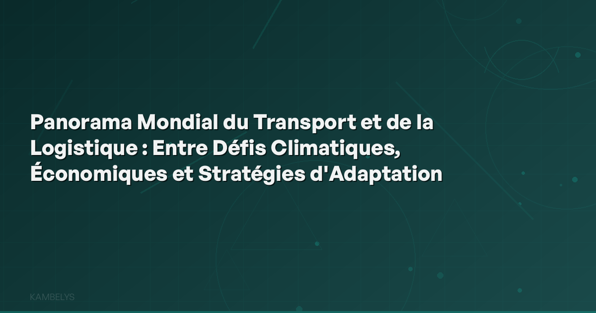 Global Overview of Transport and Logistics: Between Climate, Economic Challenges and Adaptation Strategies
