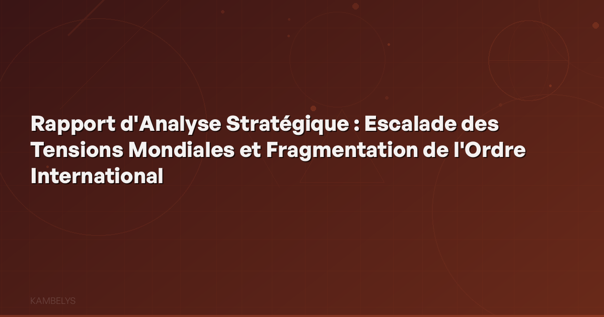 Strategic Analysis Report: Escalation of Global Tensions and Fragmentation of the International Order