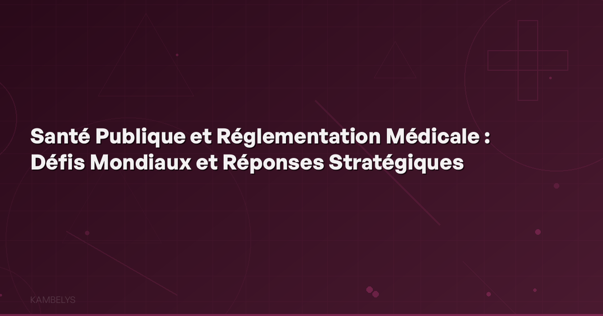 Public Health and Medical Regulation: Global Challenges and Strategic Responses