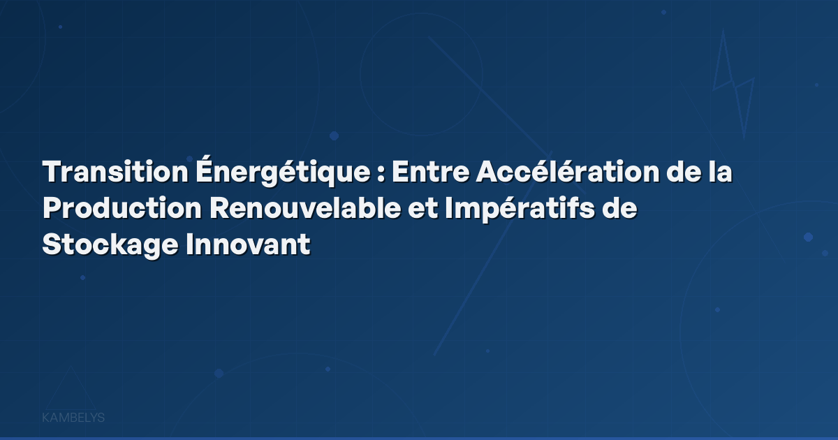 Energy Transition: Between Accelerated Renewable Production and Innovative Storage Imperatives