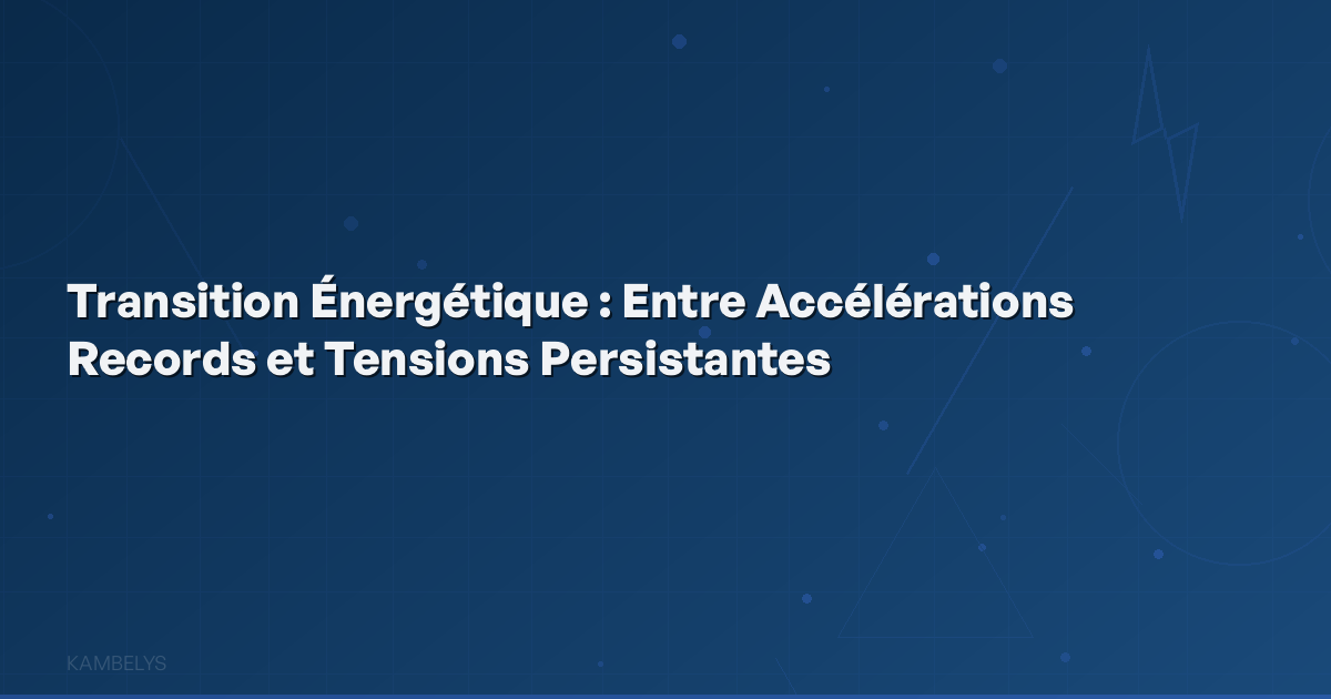 Energy Transition: Between Record Accelerations and Persistent Tensions