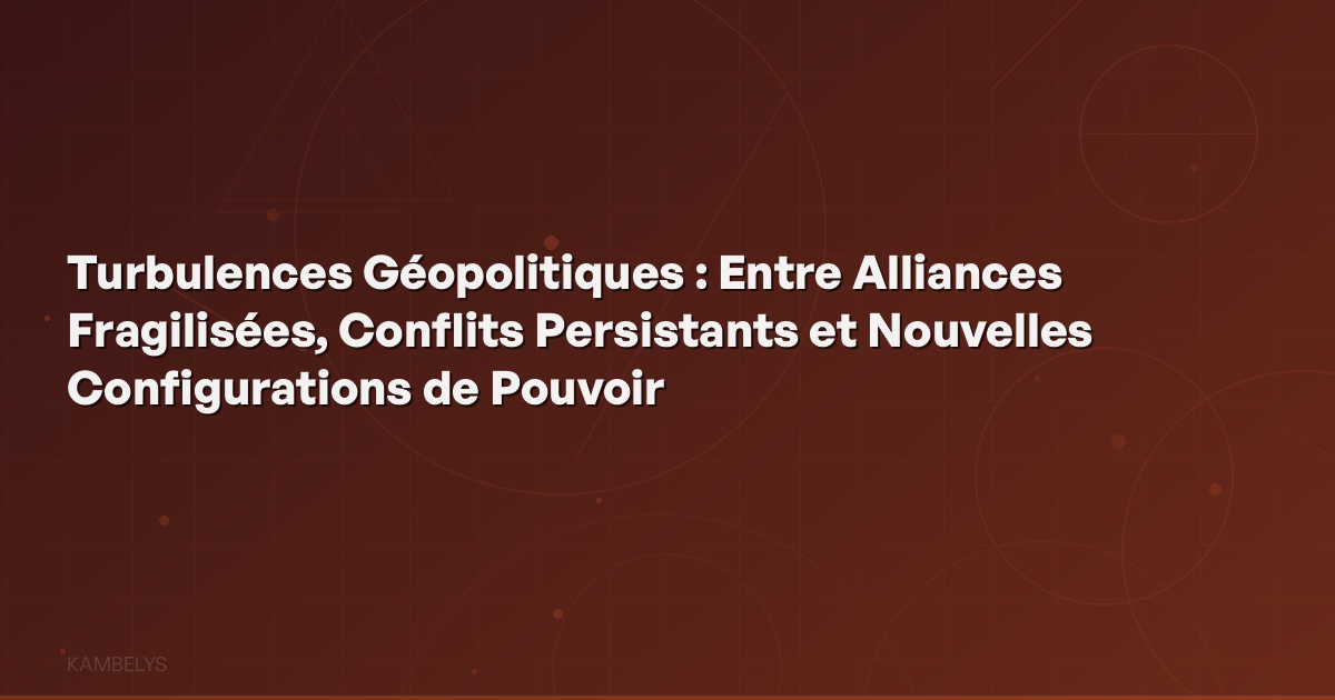 Geopolitical Turbulences: Between Fragile Alliances, Persistent Conflicts and New Power Configurations